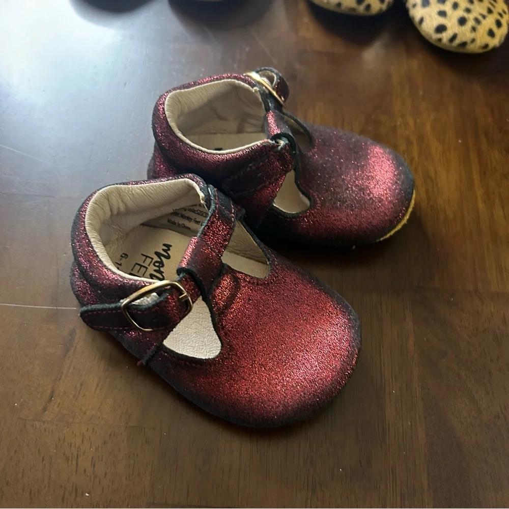 Monkey Feet Leather Baby Shoes Bundle Size 6-12M Ballet Sneaker Boots & T Strap